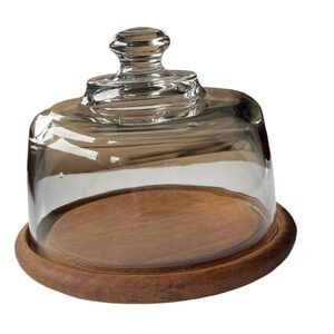 Goodwood Teakwood Cheese Tray with Clear Glass Dome by Julie Pomerantz